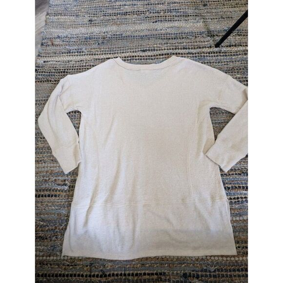 Beige Vneck L/S High Low Soft Comfy Cozy Oversized Sweater L Contemporary Soft - Picture 6 of 6